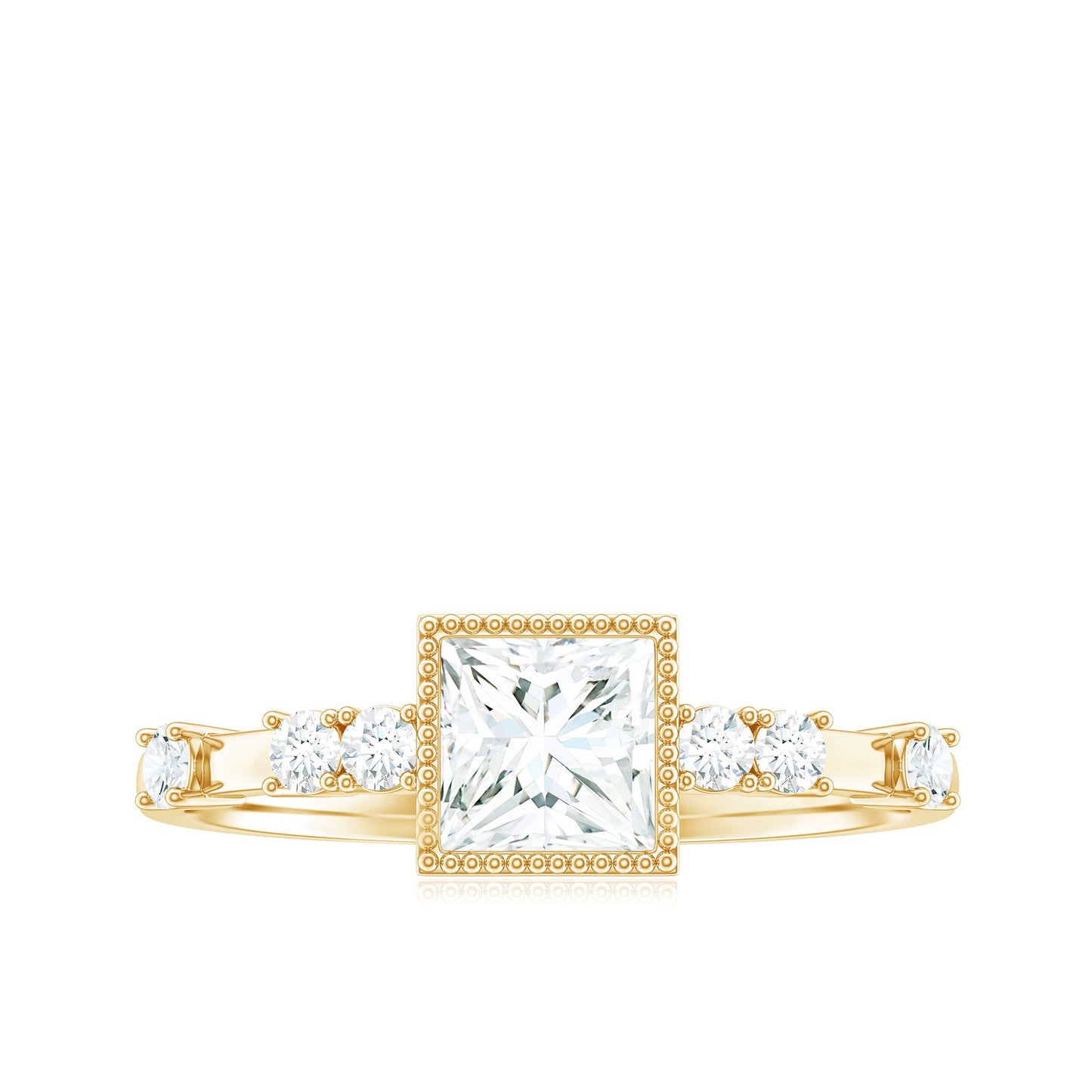 Square Moissanite Engagement Ring With Side Stones