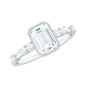 Womens Moissanite 1.8 Carat Emerald Cut Engagement Ring in Bezel Setting