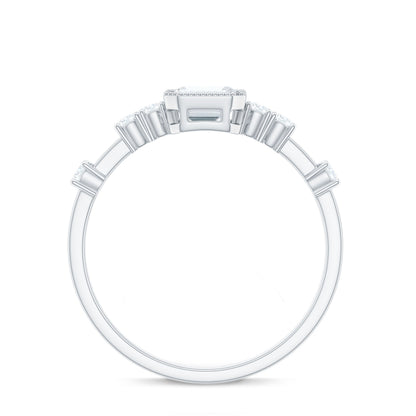 Womens Moissanite 1.8 Carat Emerald Cut Engagement Ring in Bezel Setting