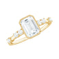 Womens Moissanite 1.8 Carat Emerald Cut Engagement Ring in Bezel Setting