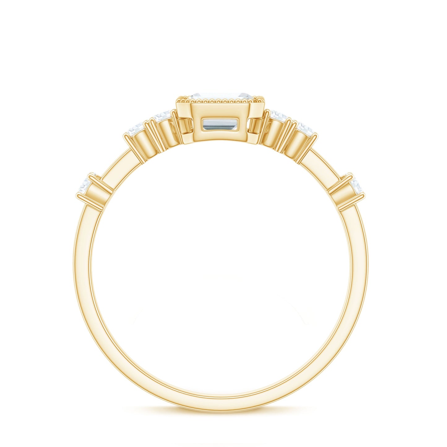 Womens Moissanite 1.8 Carat Emerald Cut Engagement Ring in Bezel Setting