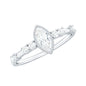 Marquise Cut Moissanite Beaded Solitaire Ring