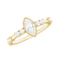 Marquise Cut Moissanite Beaded Solitaire Ring