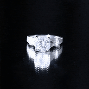 Cushion Cut Moissanite Solitaire Engagement Ring with Split Shank