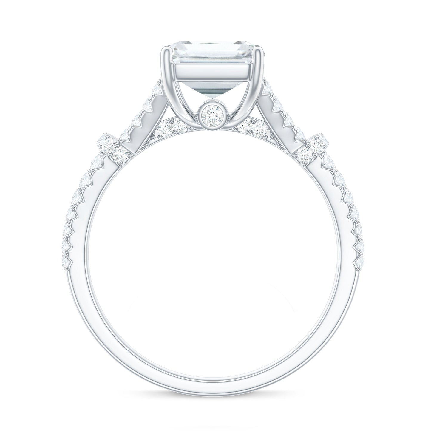2.8 Carat Emerald Cut Moissanite Split Shank Engagement Ring for Women