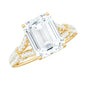 2.8 Carat Emerald Cut Moissanite Split Shank Engagement Ring for Women