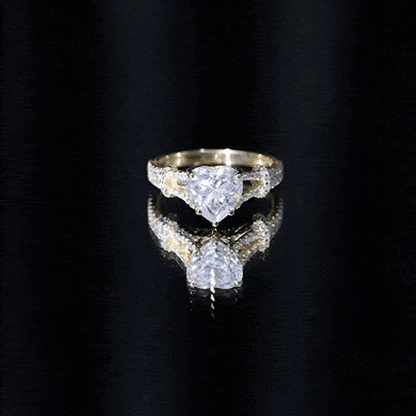 Heart Shape Moissanite Solitaire Engagement Ring in Split Shank