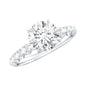 Round Cut Moissanite Solitaire Engagement Ring with Side Stones