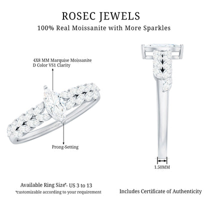 Marquise Cut Moissanite Solitaire Braided Engagement Ring