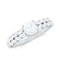 Cushion Cut Moissanite Solitaire Engagement Ring with Side Stones