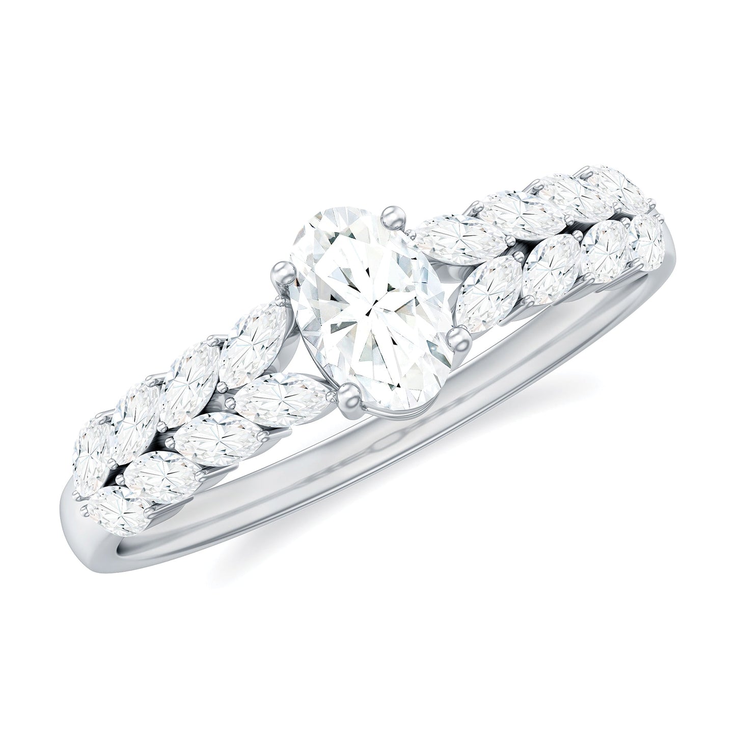 0.4 Carat Oval Cut Certified Moissanite Engagement Split Shank Ring