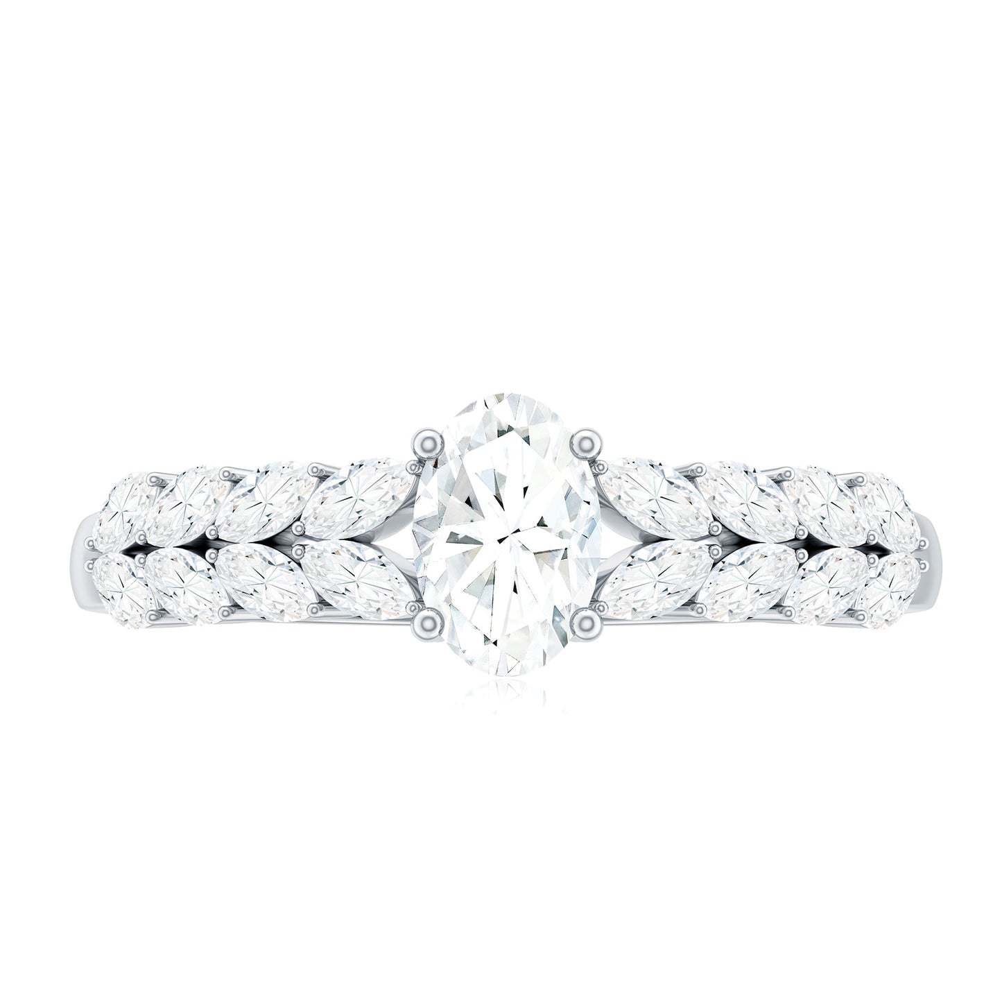 0.4 Carat Oval Cut Certified Moissanite Engagement Split Shank Ring