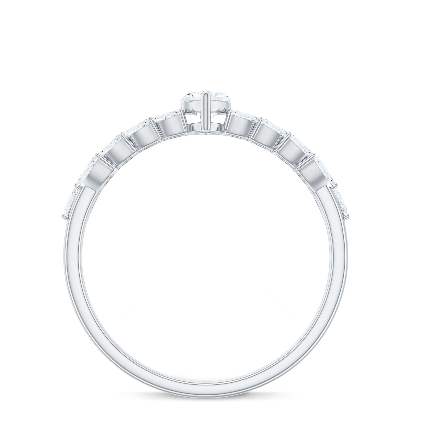 Certified Pear Cut Moissanite Solitaire Engagement Ring with Split Shank