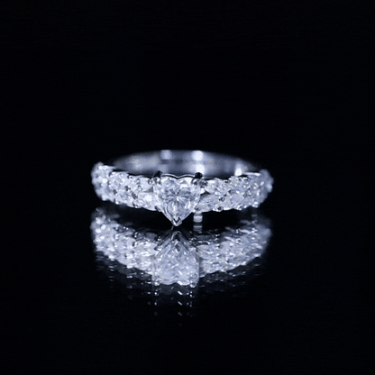 Heart Shape Moissanite Engagement Ring with Side Stones