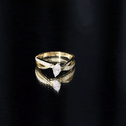 Certified Moissanite Marquise Cut Engagement Ring For Women