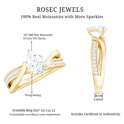 Pear Shaped Moissanite Infinity Engagement Ring