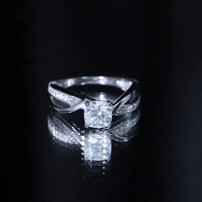 Cushion Cut Solitaire Moissanite Infinity Engagement Ring