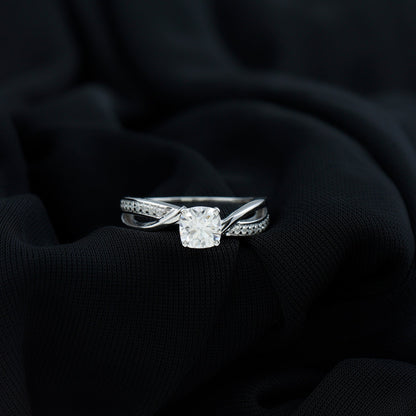 Cushion Cut Solitaire Moissanite Infinity Engagement Ring