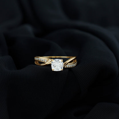 Cushion Cut Solitaire Moissanite Infinity Engagement Ring