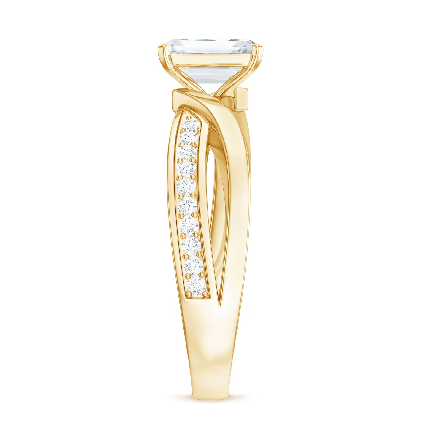 1.8 Carat Emerald Cut Moissanite Infinity Engagement Ring