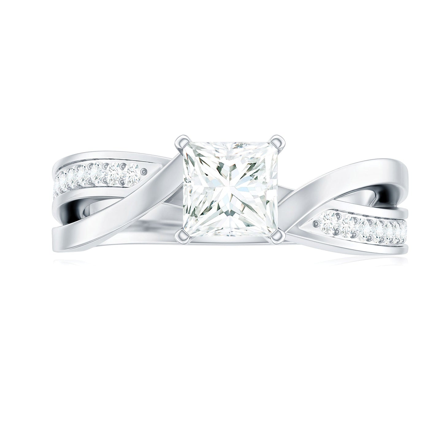 0.7 Carat Princess Cut Moissanite Solitaire Infinity Engagement Ring