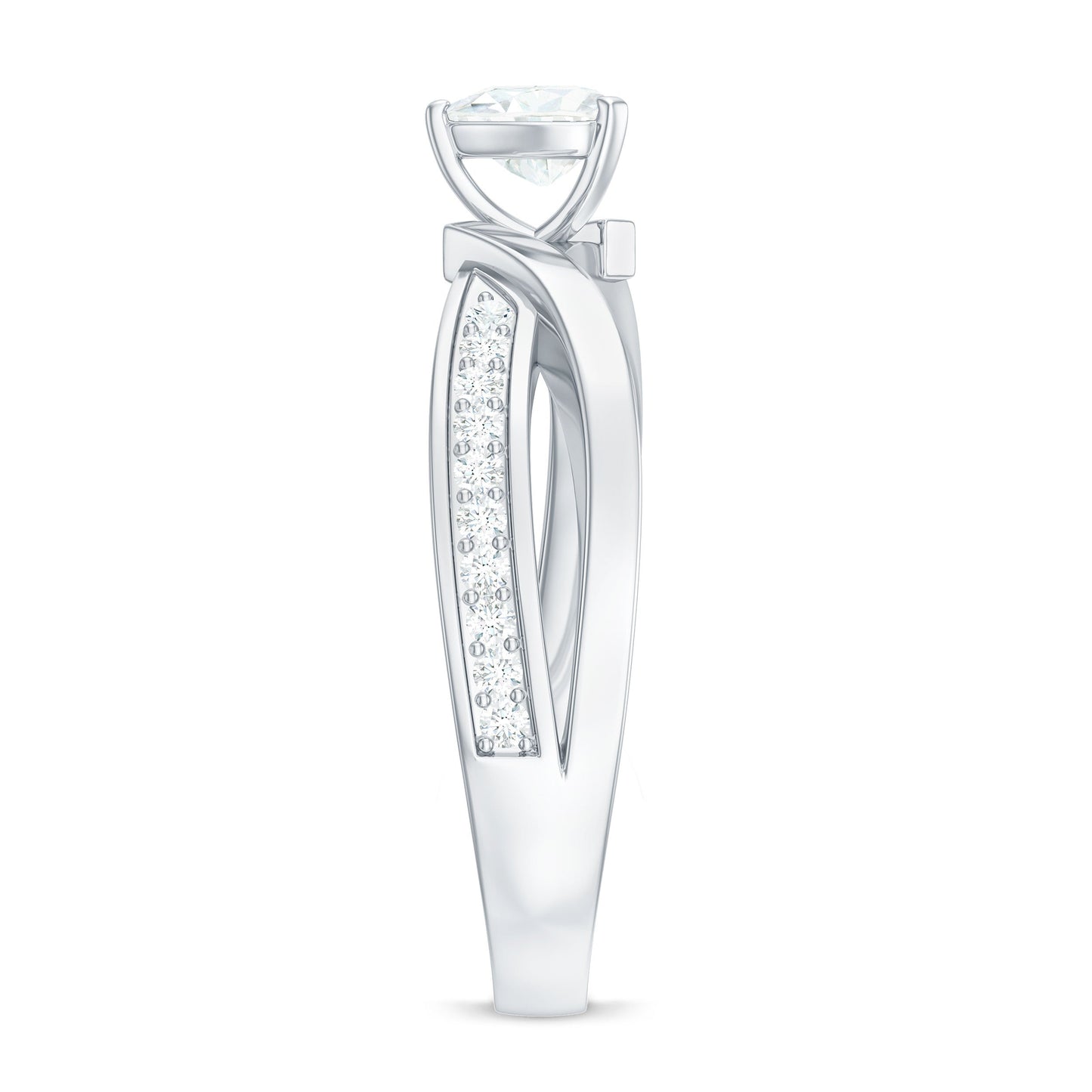 Certified Heart Moissanite Solitaire Engagement Ring