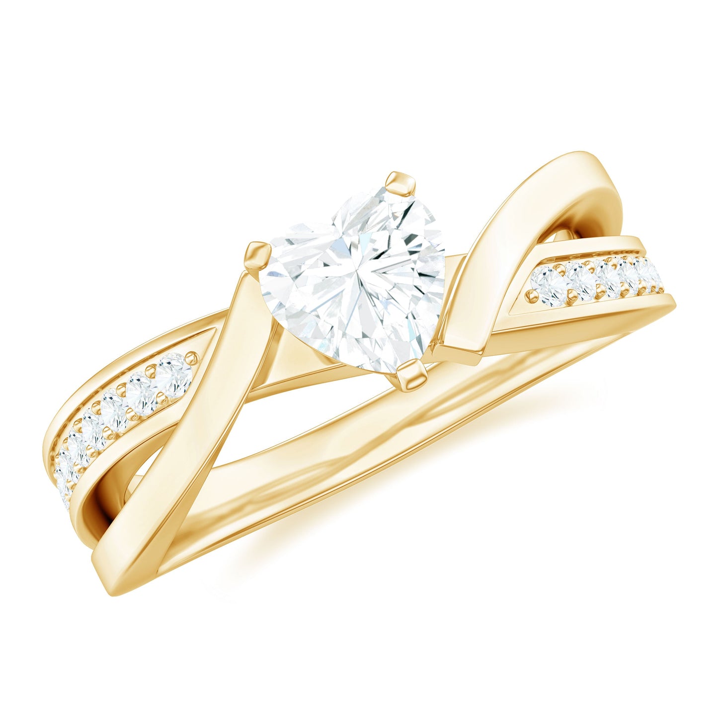 Certified Heart Moissanite Solitaire Engagement Ring
