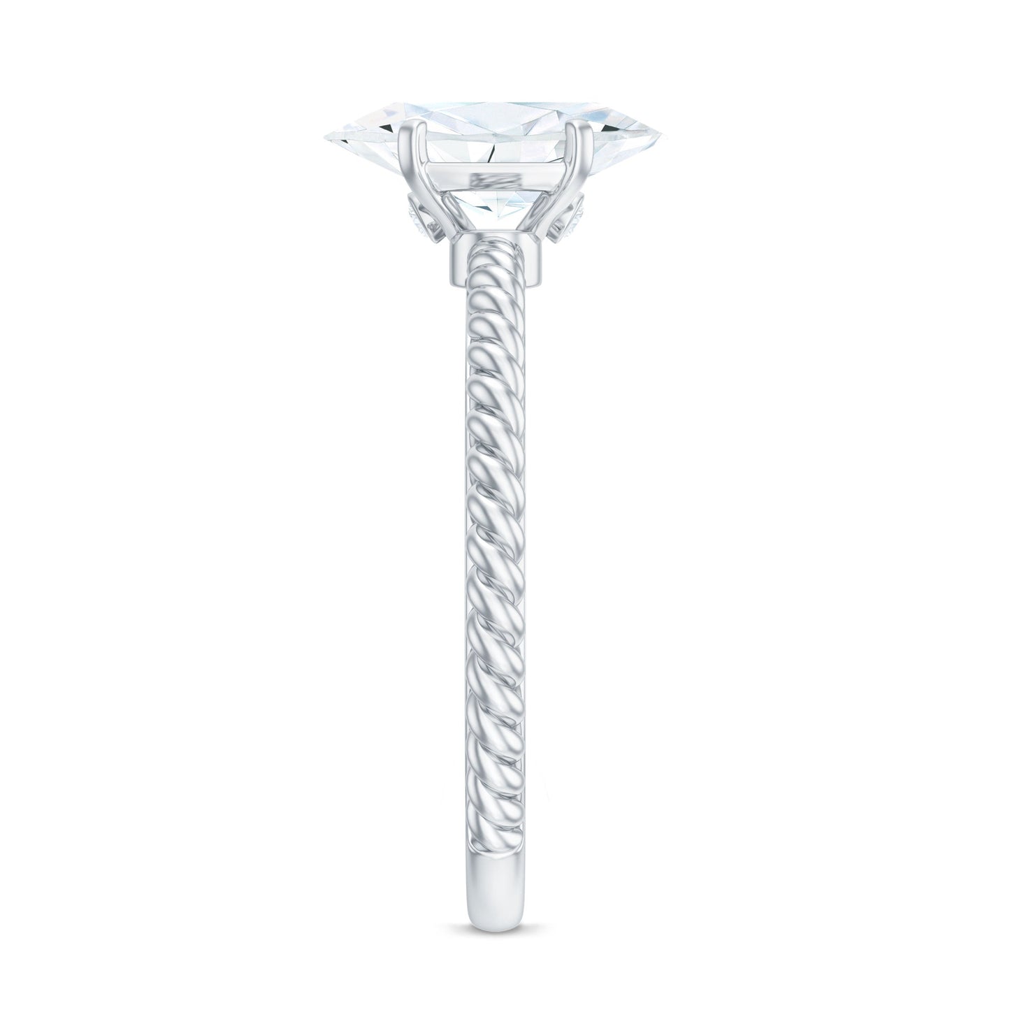 1 Carat Marquise Cut Moissanite Solitaire Engagement Ring with Twisted Rope Shank