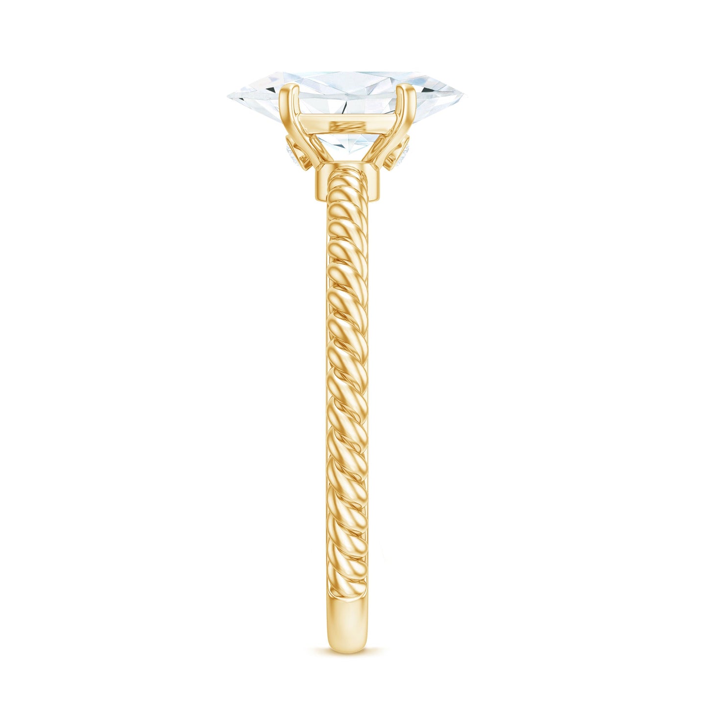 1 Carat Marquise Cut Moissanite Solitaire Engagement Ring with Twisted Rope Shank