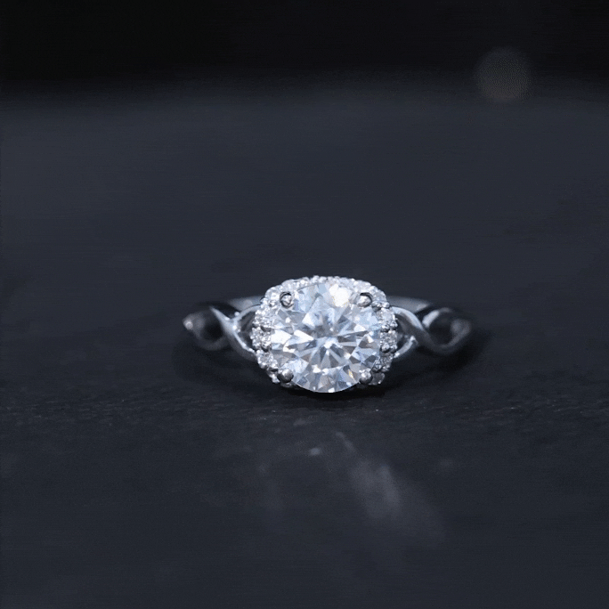 Round Cut Moissanite Infinity Engagement Ring