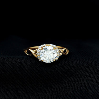 Round Cut Moissanite Infinity Engagement Ring