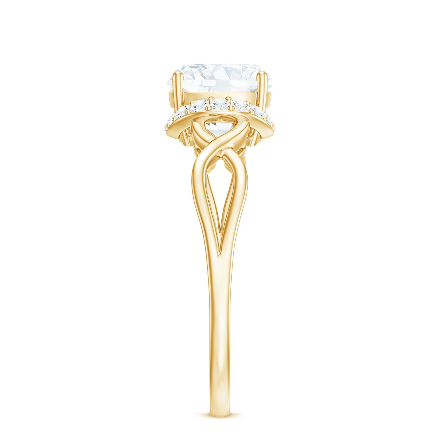 3 Carat Cushion Cut Moissanite Solitaire Engagement Ring with Infinity Shank