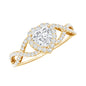 Heart Shape Moissanite Halo Engagement Ring with Infinity Band