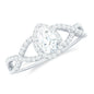 Pear Shaped Moissanite Crossover Engagement Ring with Halo