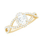 Certified Oval Cut Moissanite Halo Engagement Ring with Crossover Shank