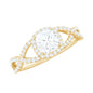 1.7 Carat Cushion Cut Moissanite Halo Engagement Ring with Crossover Shank