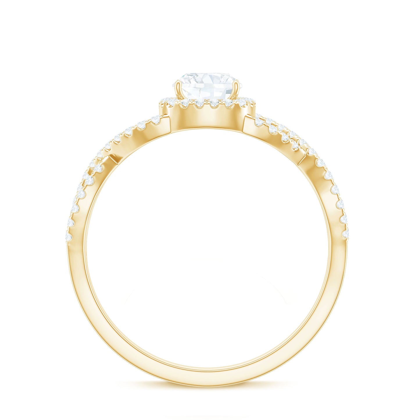 1.7 Carat Cushion Cut Moissanite Halo Engagement Ring with Crossover Shank