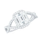 Certified Emerald Cut Moissanite Statement Ring with Crossover Shank