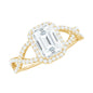 Certified Emerald Cut Moissanite Statement Ring with Crossover Shank