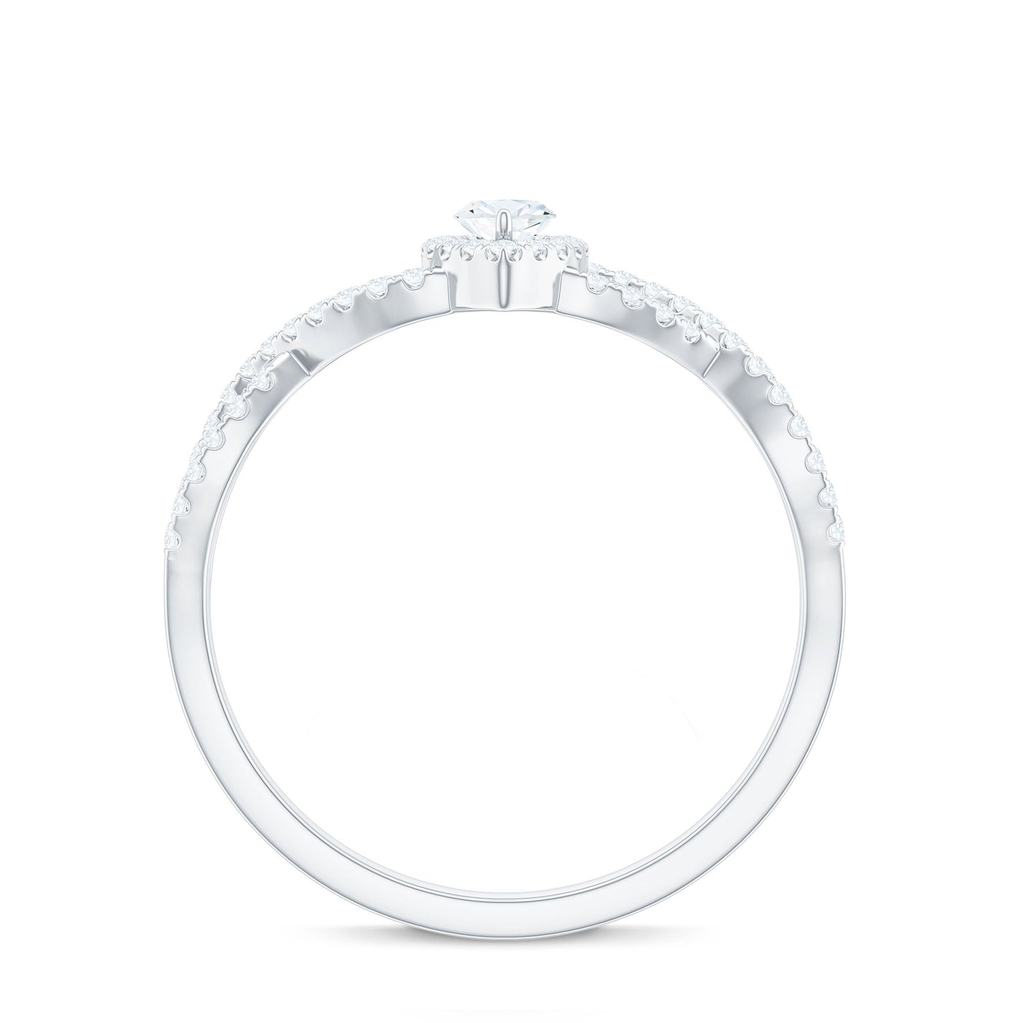 Womens Moissanite Marquise Cut Engagement Ring with Crossover Shank