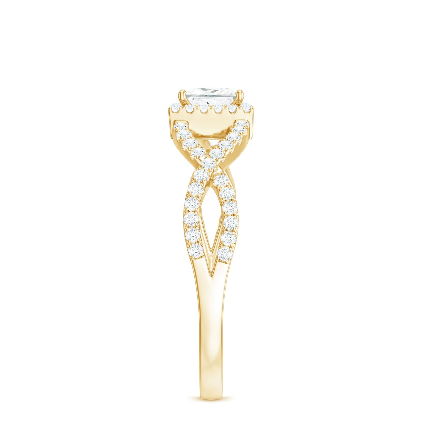 0.3 Carat Moissanite Square Cut Engagement Ring with Crossover Shank