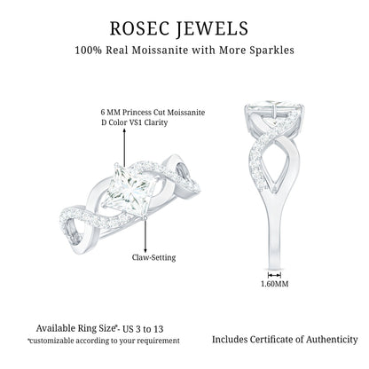 Princess Cut Moissanite Infinity Engagement Ring for Her