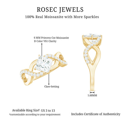 Princess Cut Moissanite Infinity Engagement Ring for Her