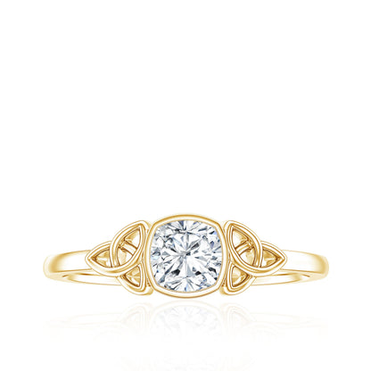 Brilliant Cut Moissanite Celtic Knot Engagement Ring in Bezel Setting