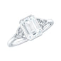 Emerald Cut Moissanite Solitaire Celtic Engagement Ring