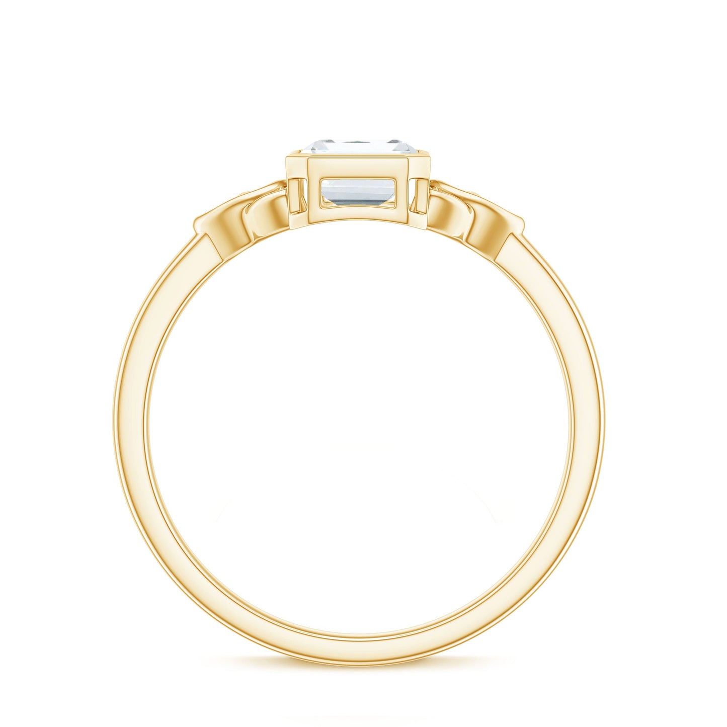 Emerald Cut Moissanite Solitaire Celtic Engagement Ring