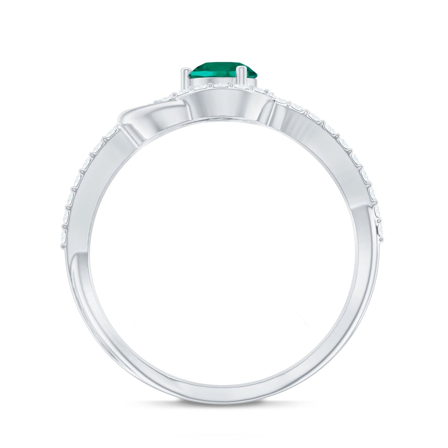 Lab Created Emerald Infinity Promise Ring With Diamond