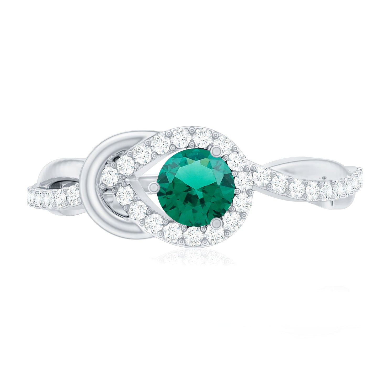 Lab Created Emerald Infinity Promise Ring With Diamond