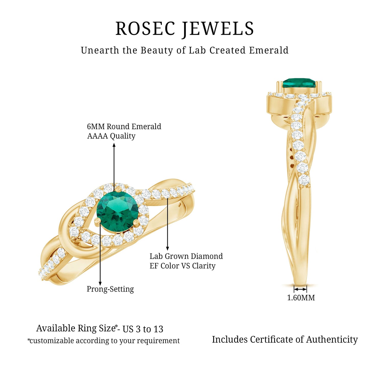 Lab Created Emerald Infinity Promise Ring With Diamond