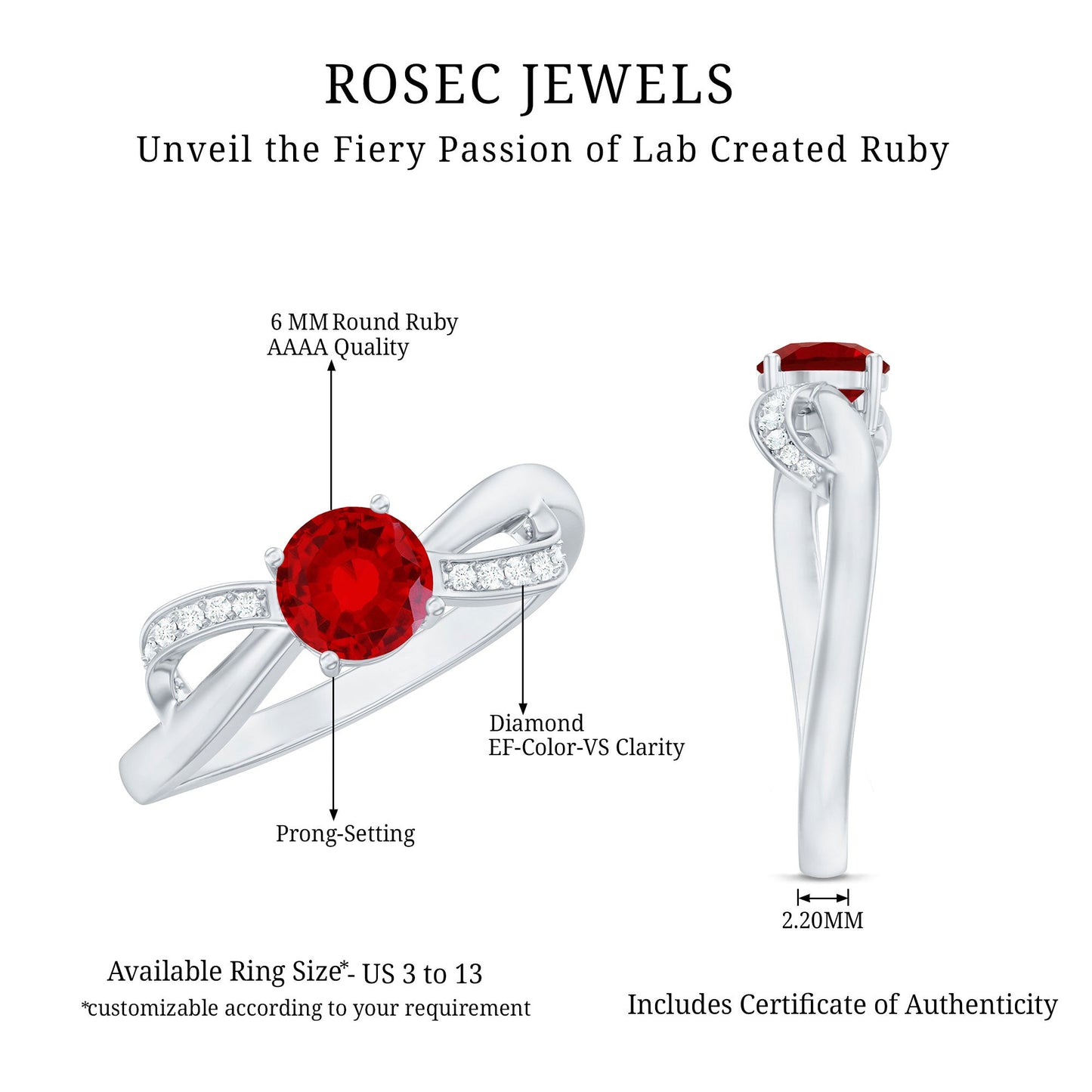 Certified Lab Grown Ruby Proposal Ring With Diamond